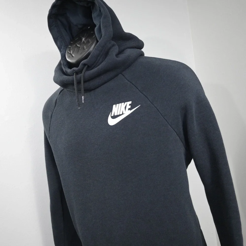 Nike Turtleneck Hoodie Black Cotton Blend Long Sleeve Pullover Womens Size Large